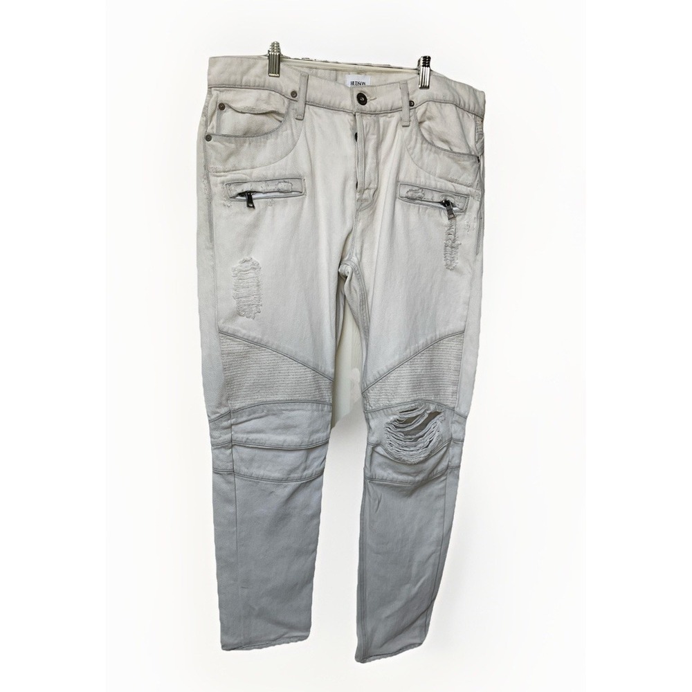 Hudson Blinder Biker Skinny Size 34x32 Button Fly Distressed Grunge Moto